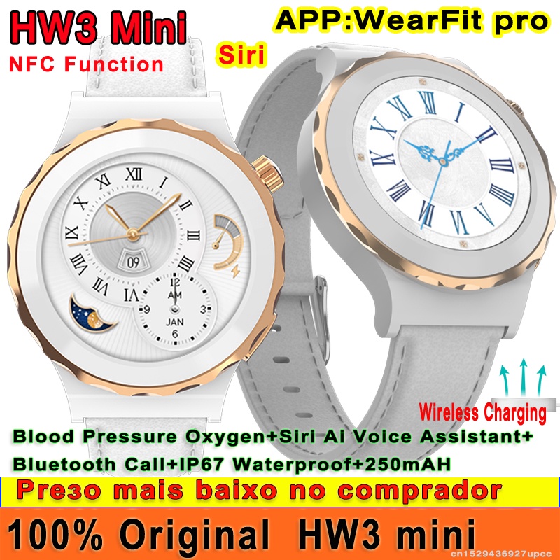 Đồng Hồ Thông Minh HW3 Mini NFC Siri Ai Bluetooth Không Dây Hỗ Trợ Theo Dõi Oxy Áp Suất Máu Cho Nữ