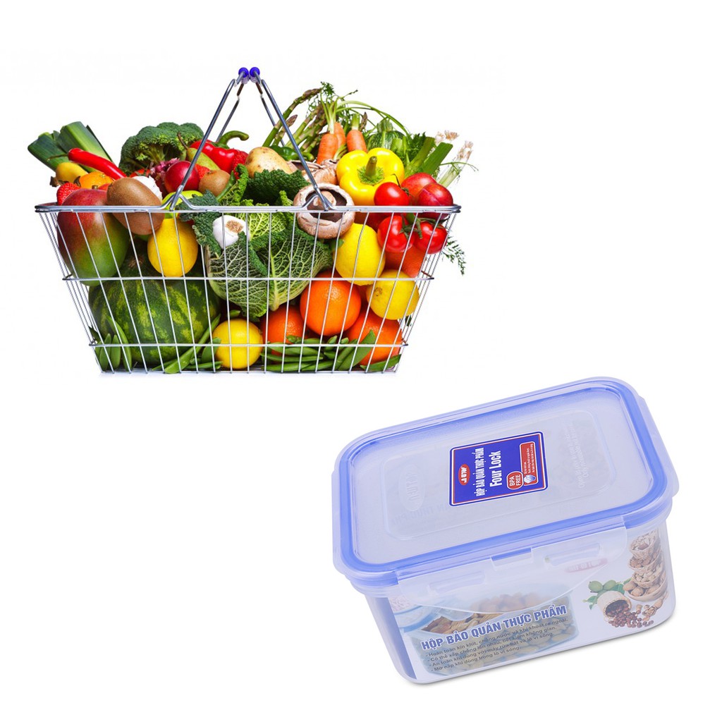 Hộp nhựa trong suốt đựng thực phẩm tủ lạnh Four Lock 2504 450ml | BigBuy360 - bigbuy360.vn