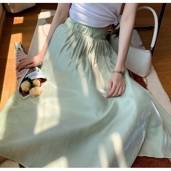 [Mã CBS1403B hoàn 10% tối đa 30K xu đơn 200K] Váy xếp ly, váy dài trơn satin, đồng màu cộng size | BigBuy360 - bigbuy360.vn