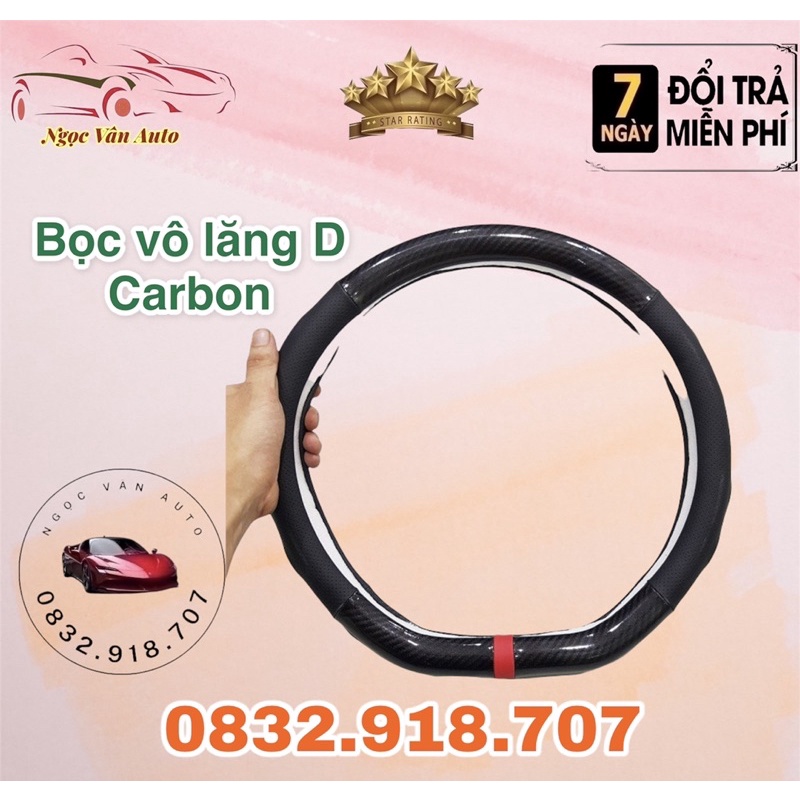 Bọc vô lăng chữ D vân Carbon dùng cho các dòng xe