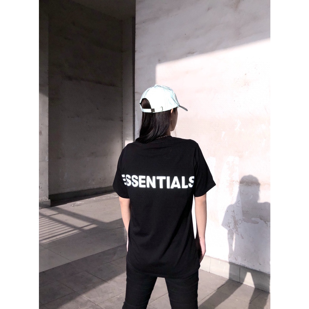 FEAR OF GOD Double Line ESSENTIALS 3M Back Reflective Letters Short Sleeve FOG High Street Couple T-Shirt Summer