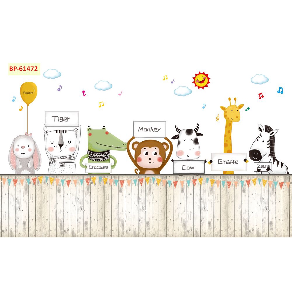 Tranh Dán Tường Phòng Trẻ Em Hoạt Hình Ngộ Nghĩnh 3D