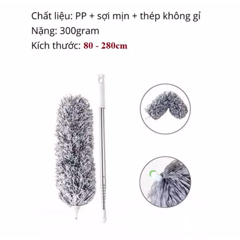Cây Chổi Quét Bụi Cao Cấp Cán Gấp Gọn, Chổi Quét Trần Nhà Thông Minh Đa Năng Dễ Dàng Vệ Sinh