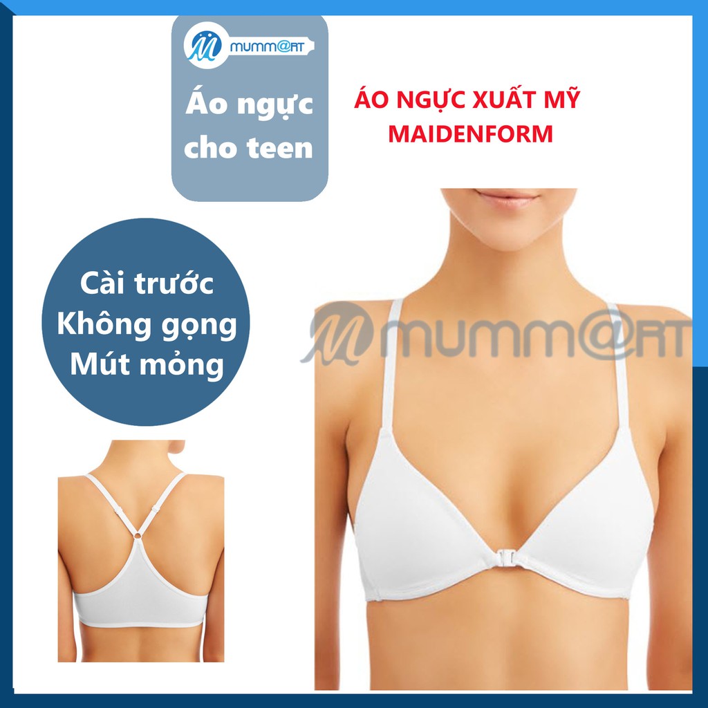 Áo ngực không gọng, cài trước, cài sau, mút mỏng xuất Mỹ, áo lót cho học sinh mềm, thấm hút mồ hôi - Mummart