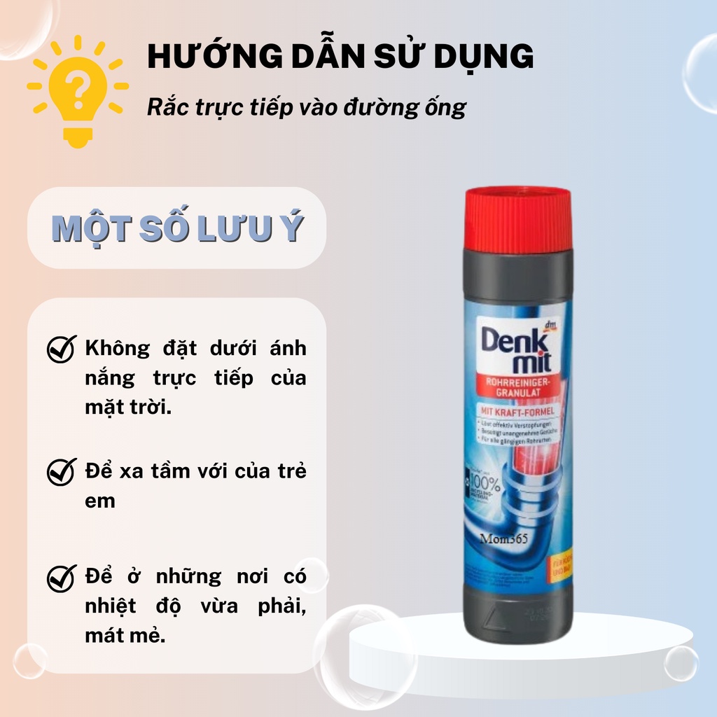 Bột Thông Cống Khử Mùi Làm Sạch Denkmit Giảm Tắc Nghẽn Loại Bỏ Mùi Khó Chịu