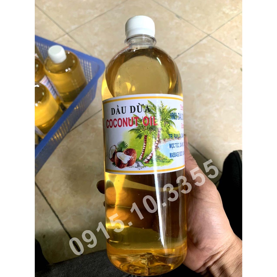 Chai to 1 lít -500ml  - Dầu dừa nấu thủ công nguyên chất MẸ GẤU  - VÀNG ÓNG , THƠM LỪNG