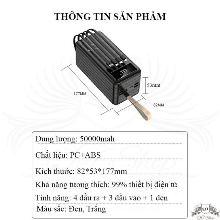 [Bảo Hành 12 Tháng] Sạc dự phòng 50000mah Sạc nhanh màn hình led dung lượng siêu lớn QT