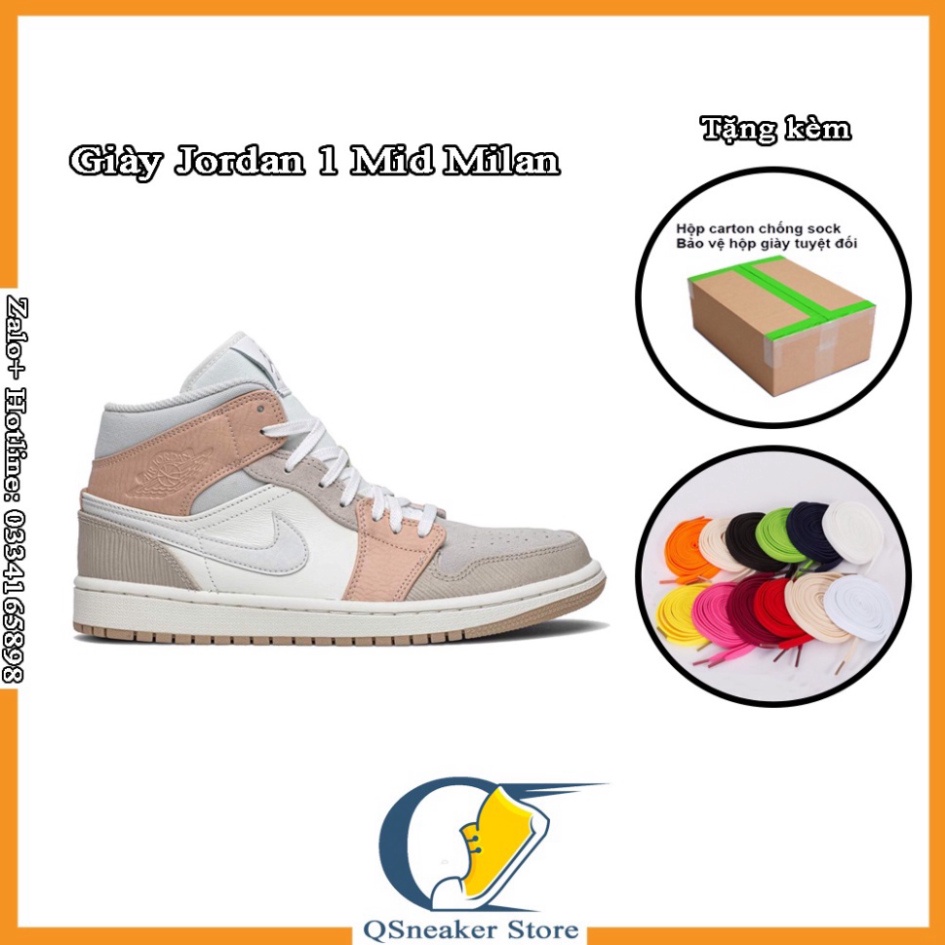 Giày Sneaker Jordan 1 Mid Milan Cam Cao Cổ Giày Thể Thao Nữ Da Nhăn Full Box Freeship | BigBuy360 - bigbuy360.vn