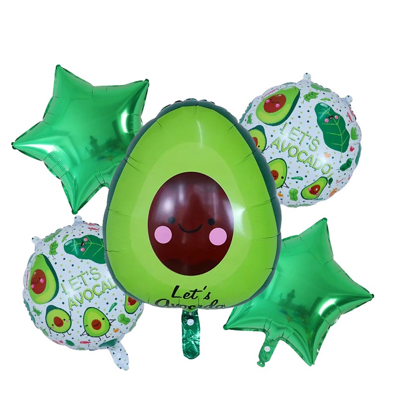 Bộ 5 Bong Bóng Bay Hình Trái Bơ / Xương Rồng / Quả Bơ Trang Trí Tiệc Sinh Nhật Trẻ Em Thiết Kế Mới