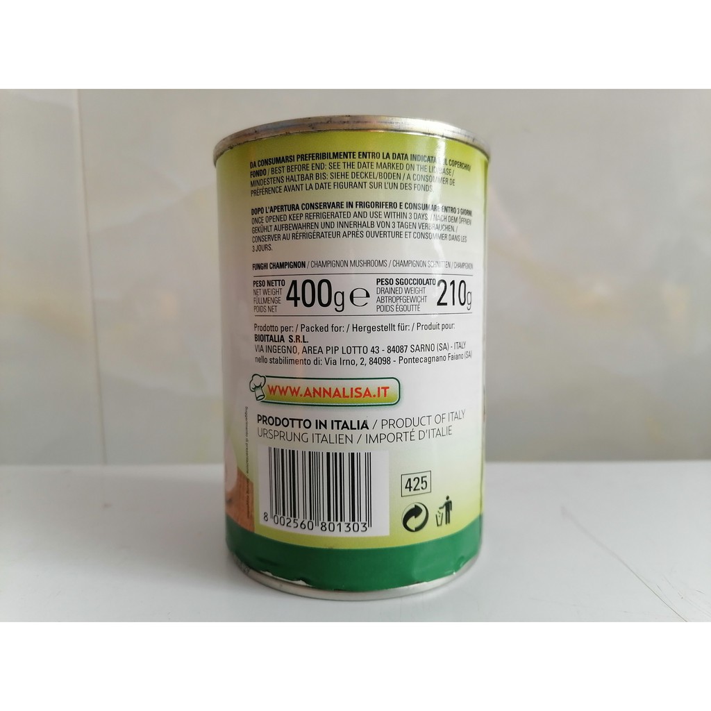 [400g] NẤM MỠ CẮT LÁT [Italia] ANNALISA (Agaricus bisporus) Champignons (tgc-hk)