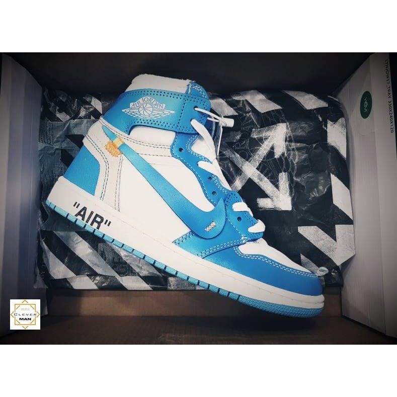 (FREESHIP+QUÀ) Giày thể thao AIR JORDAN 1 OFF WHITE Retro High University UNC xanh trắng cổ cao | BigBuy360 - bigbuy360.vn
