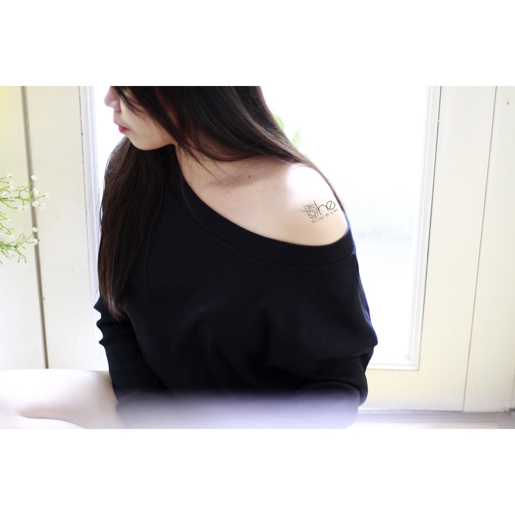 Áo lệch vai tay dài She, áo tay dài chất thun gân xịn SA66