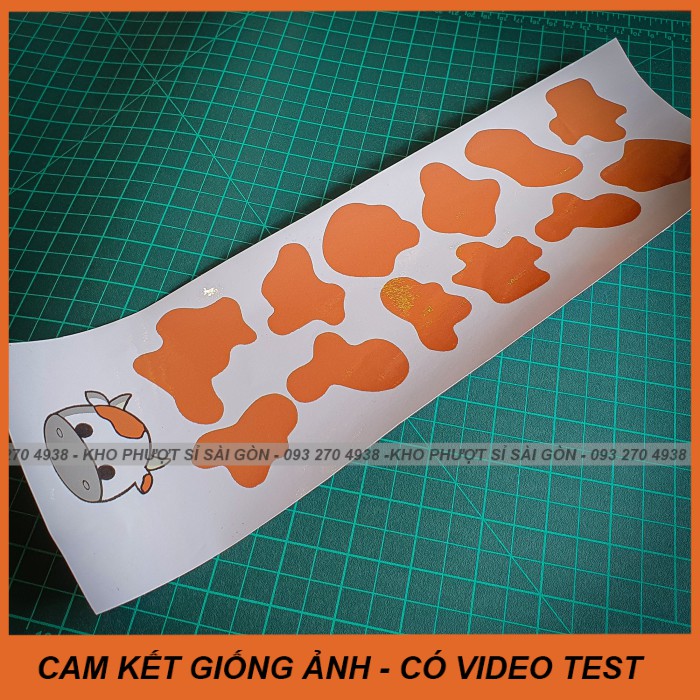 Bộ Sticker bò sữa dán mũ bảo hiểm 3/4 chống nước siêu cute - Decal con bò sữa dán nón bảo hiểm