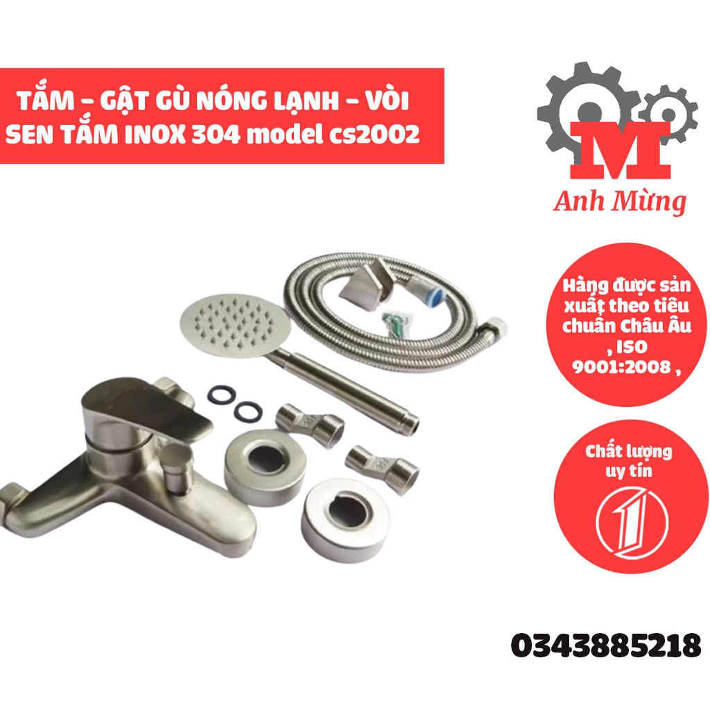 Vòi sen tắm nóng lạnh inox 304 model cs2002