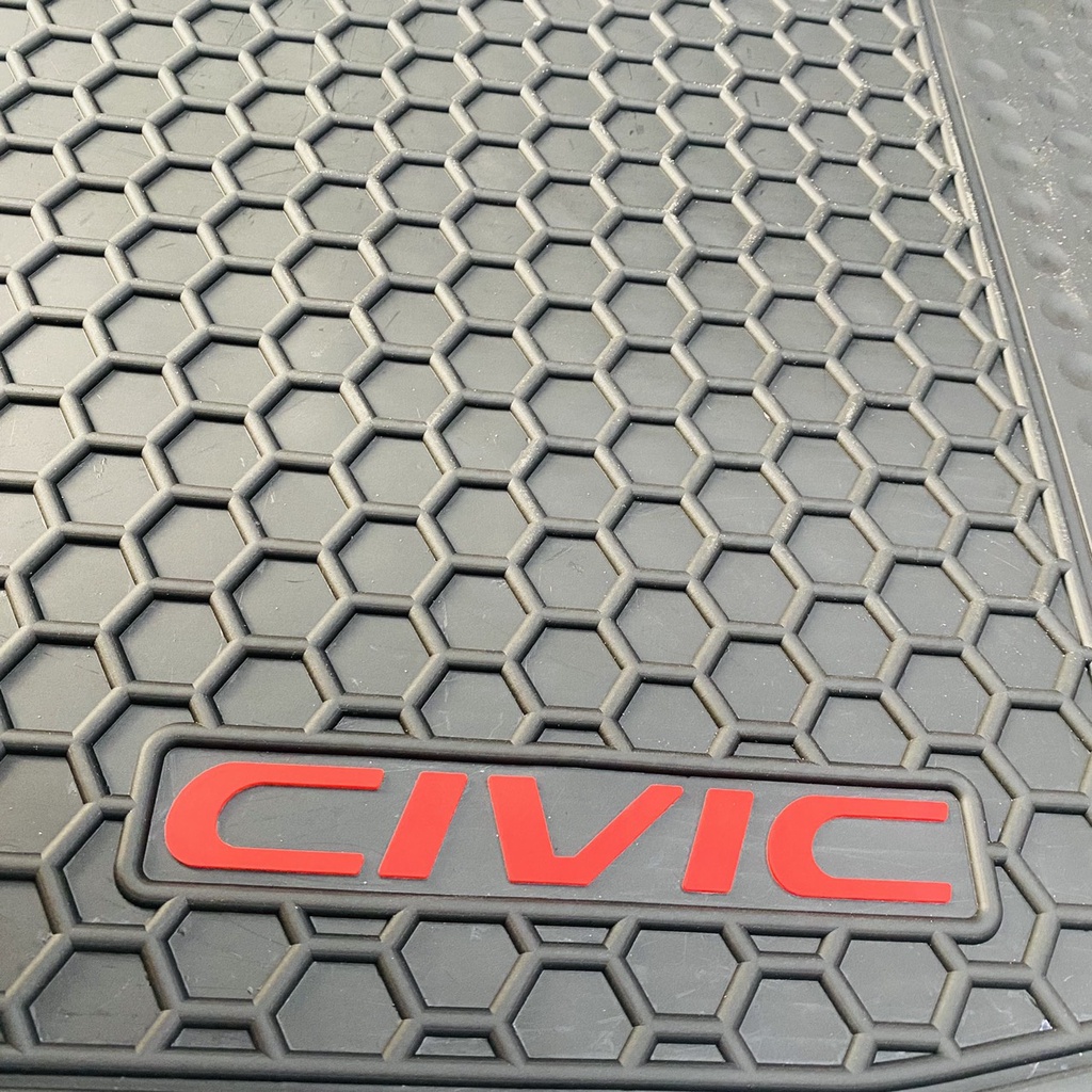 Thảm Sàn, Lót Sàn Cao Su Xe Honda Civic 2018 đến 2022 Màu đen chữ đỏ, sàn cao su ko mùi