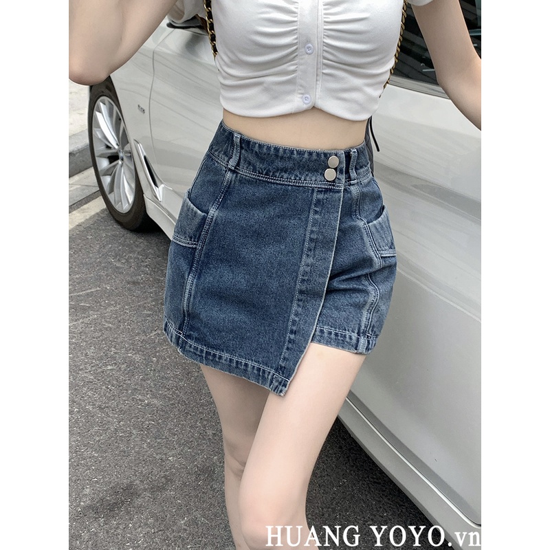 Chân Váy Jeans Lưng Cao Phong Cách Hàn Quốc Thời Trang Cho Nữ