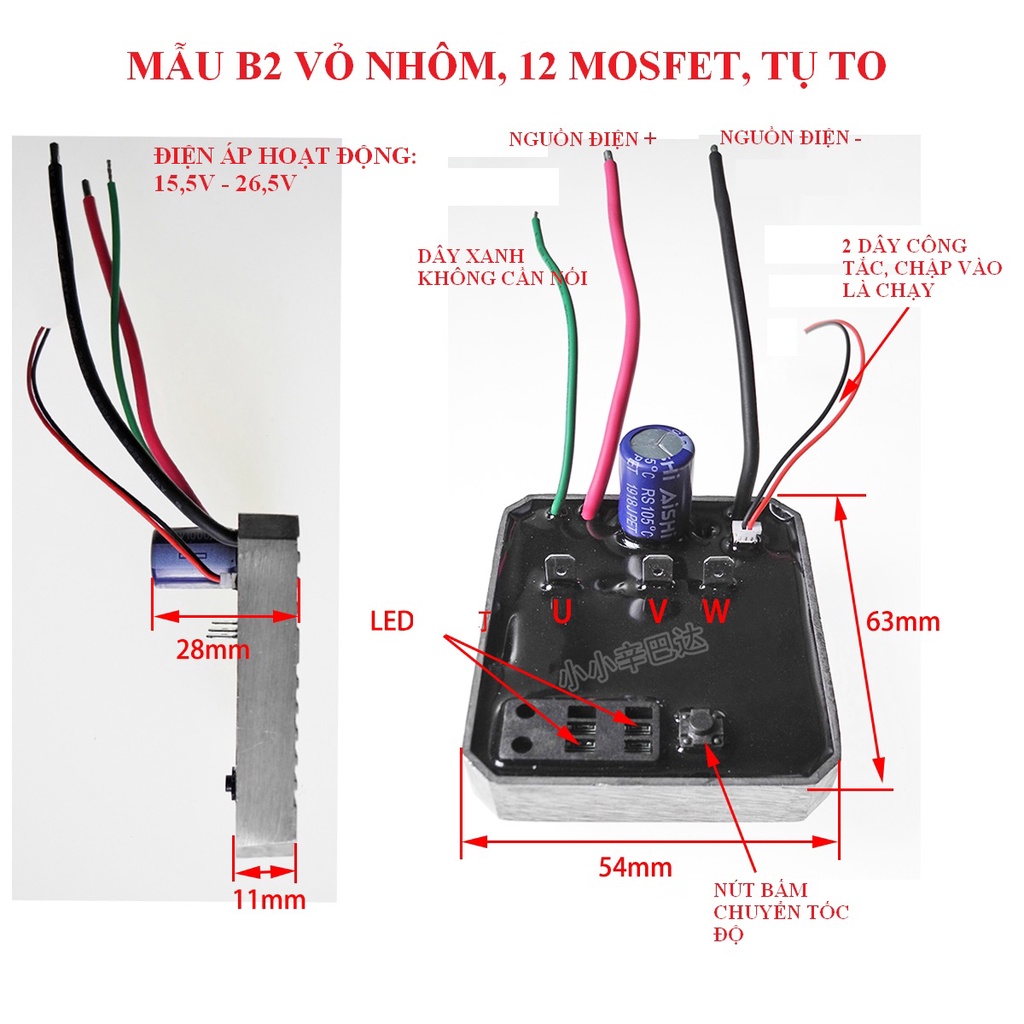 SV Mạch điều khiển động cơ không chổi than máy mài, cắt, đánh bóng dùng pin 18V