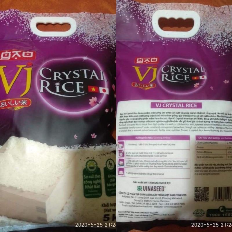 Gạo giống nhật Crystal Rice VJ 5kg