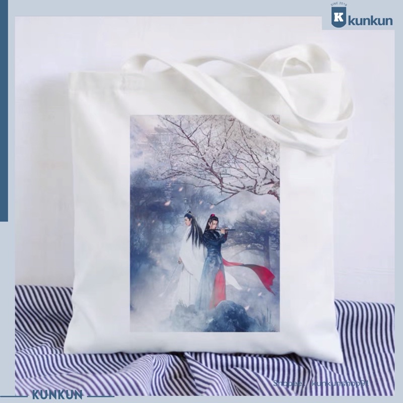 Túi tote in hình Ma Đạo Tổ Sư - Trần Tình Lệnh, Tiêu Chiến, Vương Nhất Bác Lam Vong Cơ