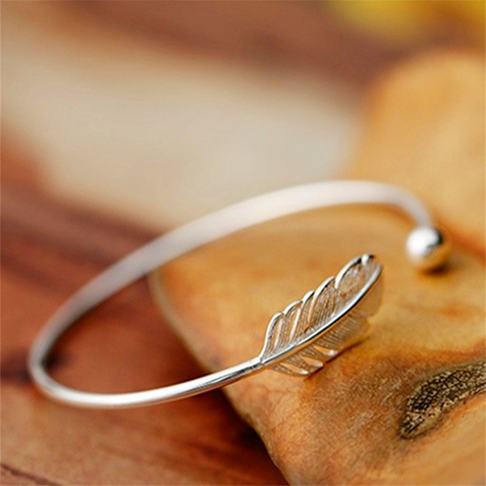 Vòng Đeo Tay Bạc 925 Hình Lông Vũ Thời Trang Dành Cho Nữ