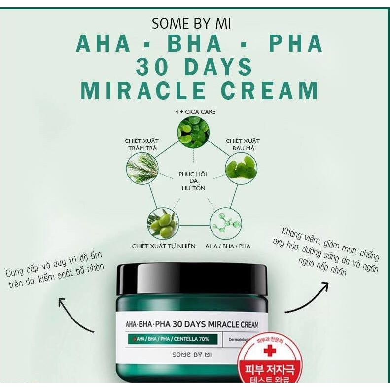 Kem Dưỡng Cho Da Mụn Some By Mi AHA-BHA-PHA 30 Days Miracle Cream 50ml - 1989Store Phân Phối Chính Hãng