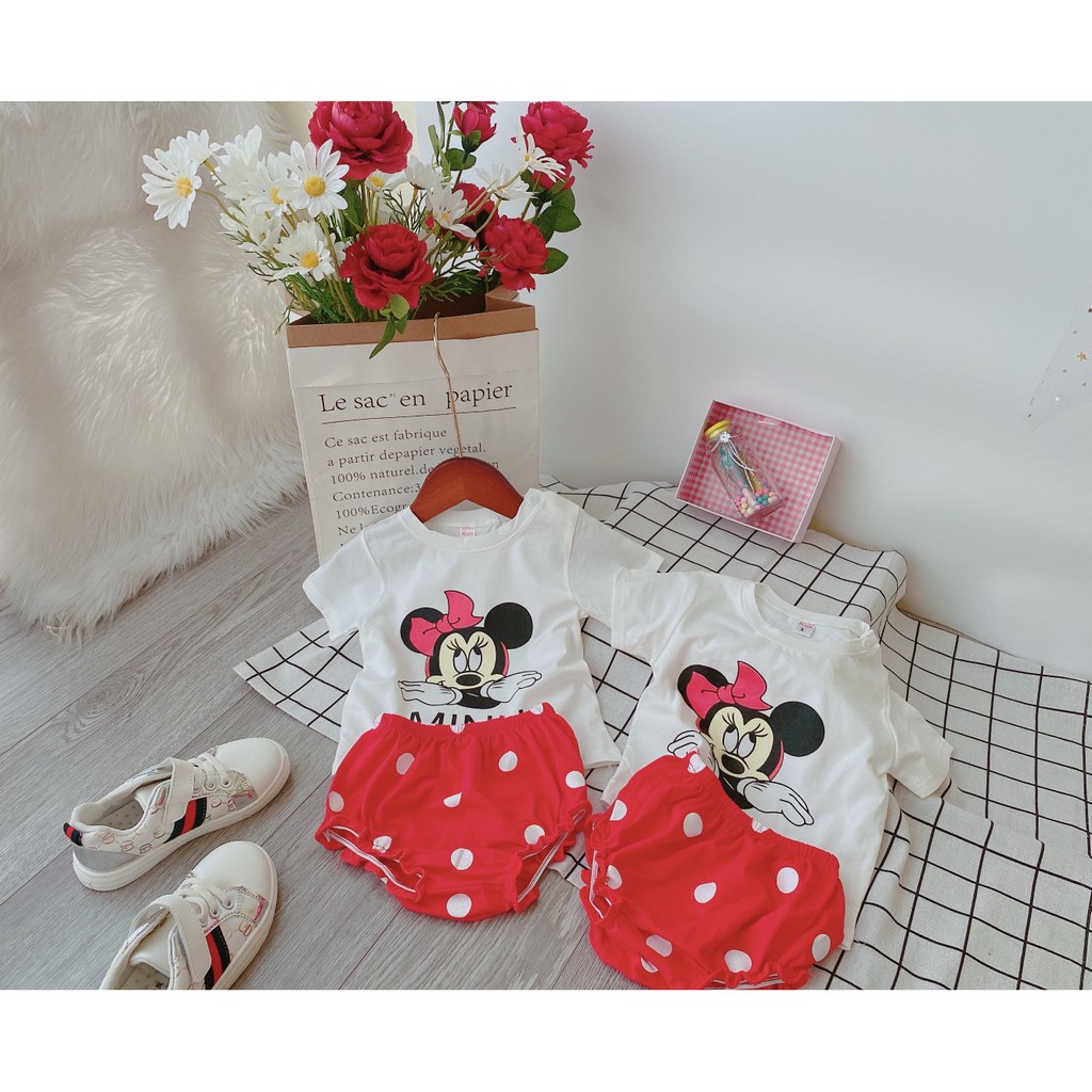 Set Áo Mickey Quần Chip Bi Đỏ Siêu Dễ Thương Cho Bé NamKidShop V315