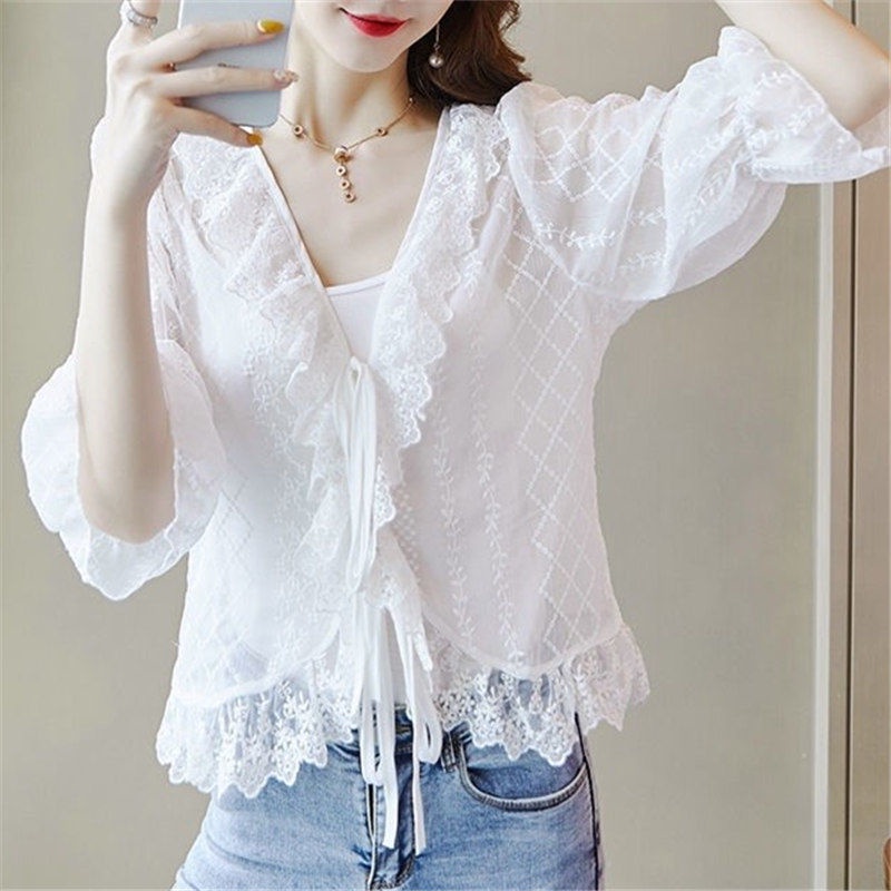 Áo Khoác Voan Mỏng Chống Nắng Tay Lửng Thời Trang Mùa Hè Dành Cho Nữ
