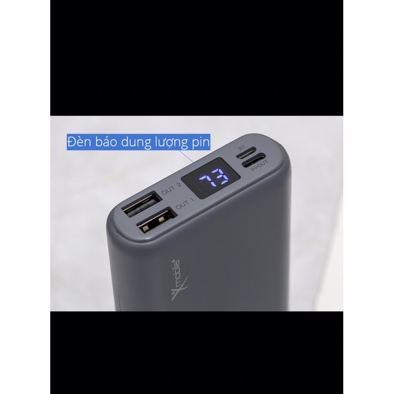] Pin sạc dự phòng Polymer 15.000mAh Type C Xmobile PJ JP200 Xám
