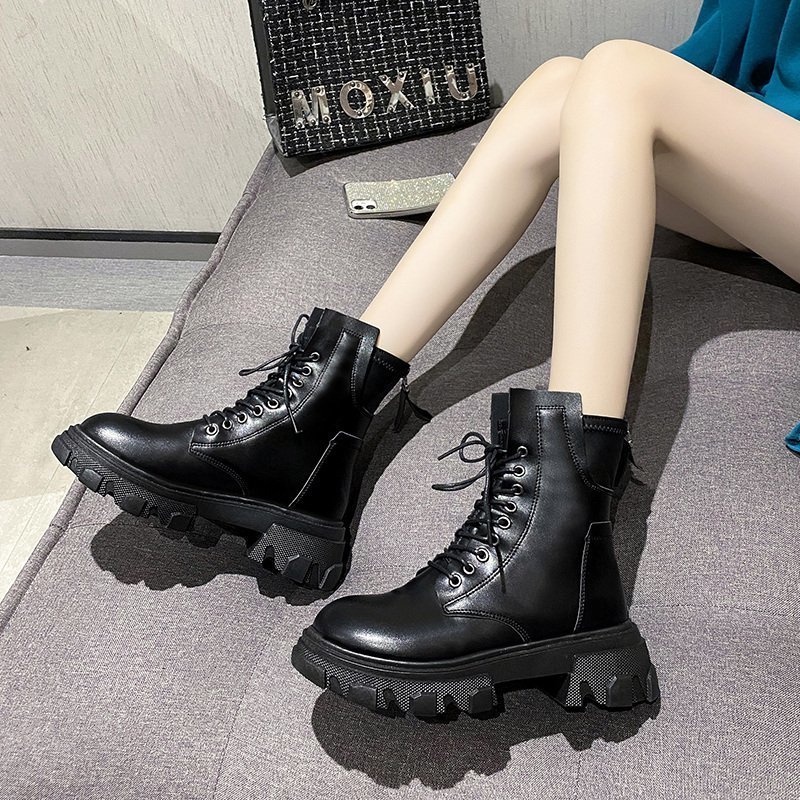 Giày bốt nữ ulzzang NN02 cao cổ khóa sau chất liệu da cao cấp phong cách hàn quốc trẻ trung cá tính dễ phối đồ