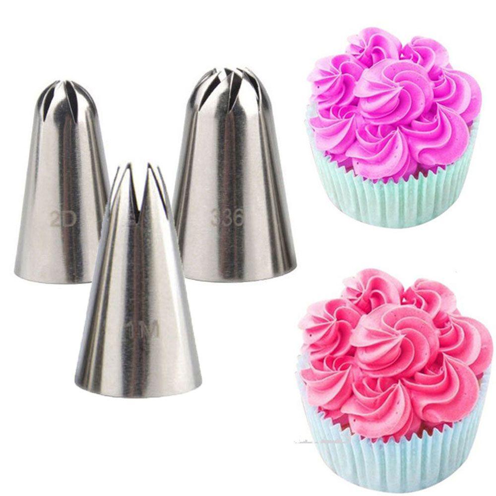 MOCHO Set 3 Đuôi Bắt Bông Kem Trang Trí Bánh Bằng Thép Không Gỉ