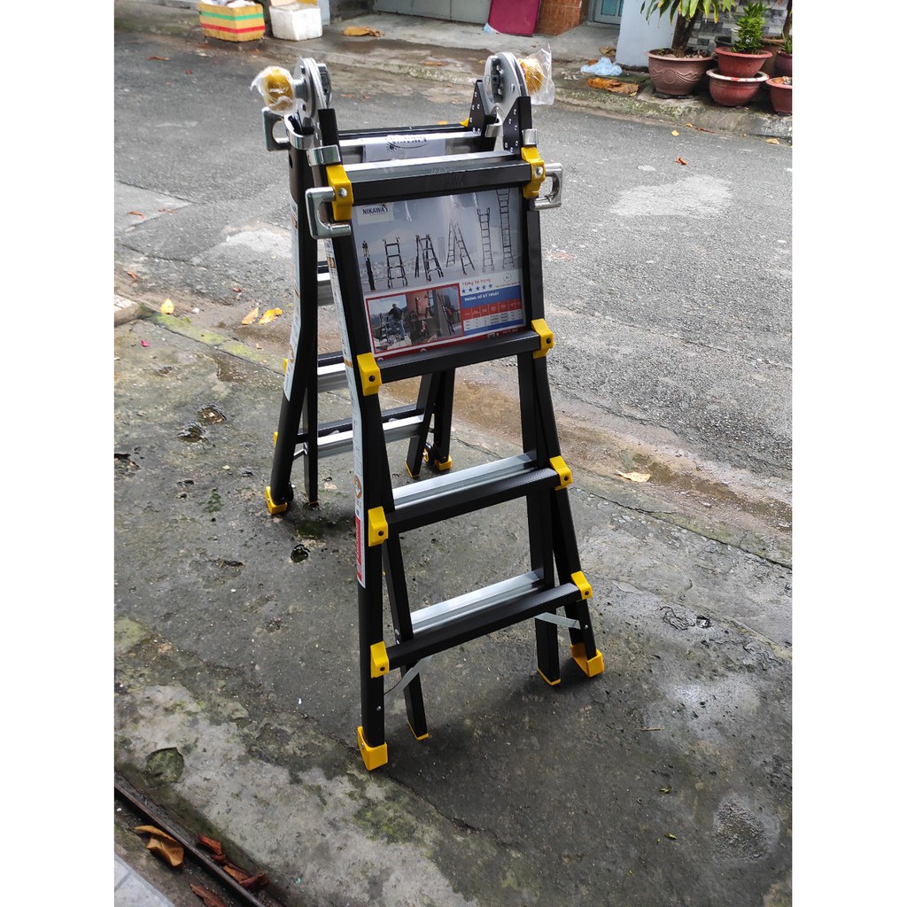 Thang nhôm gấp trượt chữ A NIKAWA NKB 44, Chữ A cao nhất 201 cm, Chữ I cao nhất 414 cm, Tải trọng 150kg, Bảo hành 2 năm