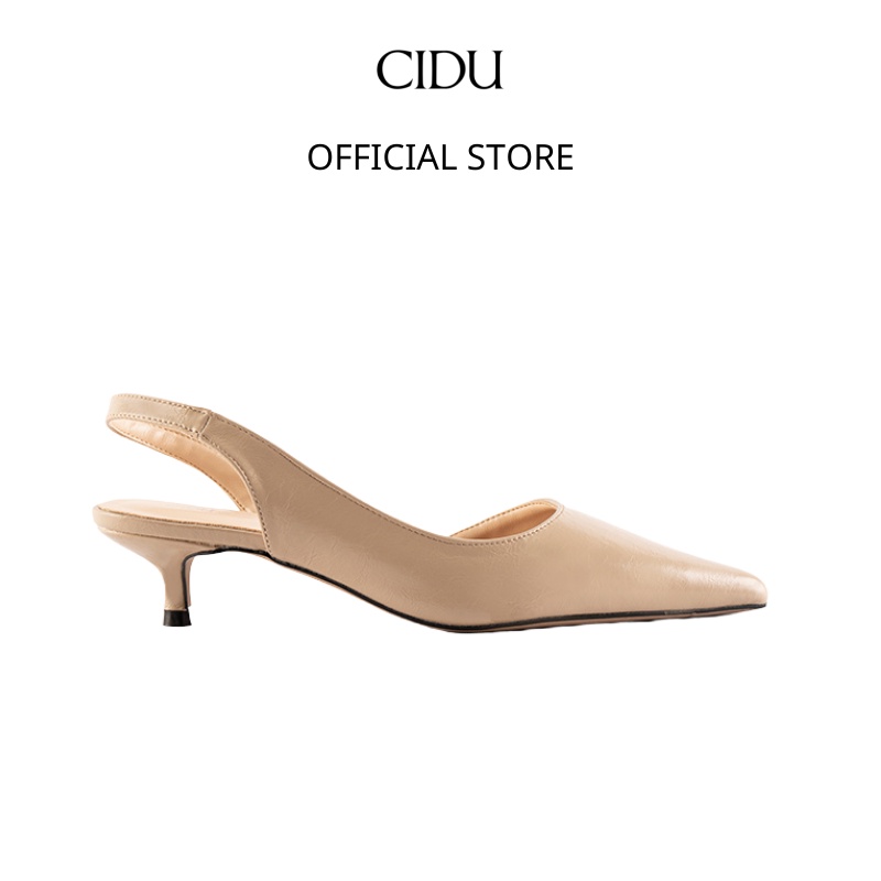 Giày Cao Gót Nữ 5cm Quai Sau Slingback Da Mịn Êm Ái Ôm Chân Dễ Phối Đồ Trẻ Trung Chống Trơn Trượt Cidu GN10