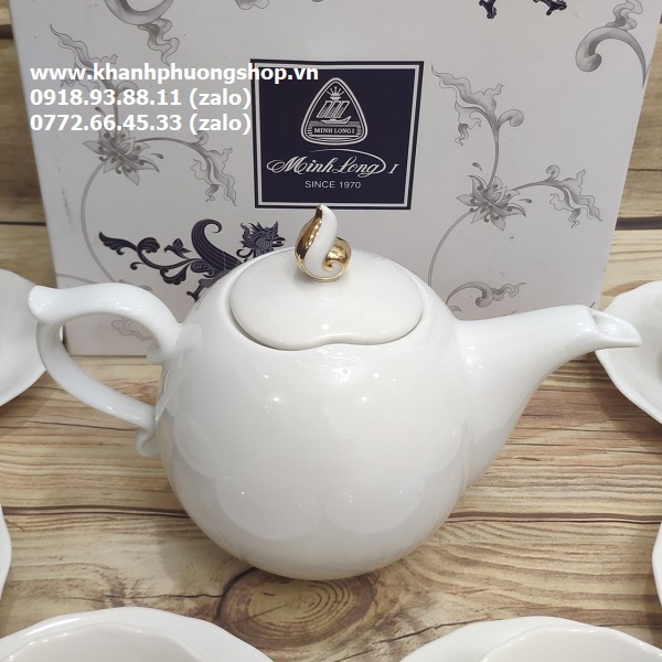 Bộ bình tách trà mẫu đơn chỉ vàng sứ Minh Long - bộ bình tách trà Mẫu Đơn chỉ vàng