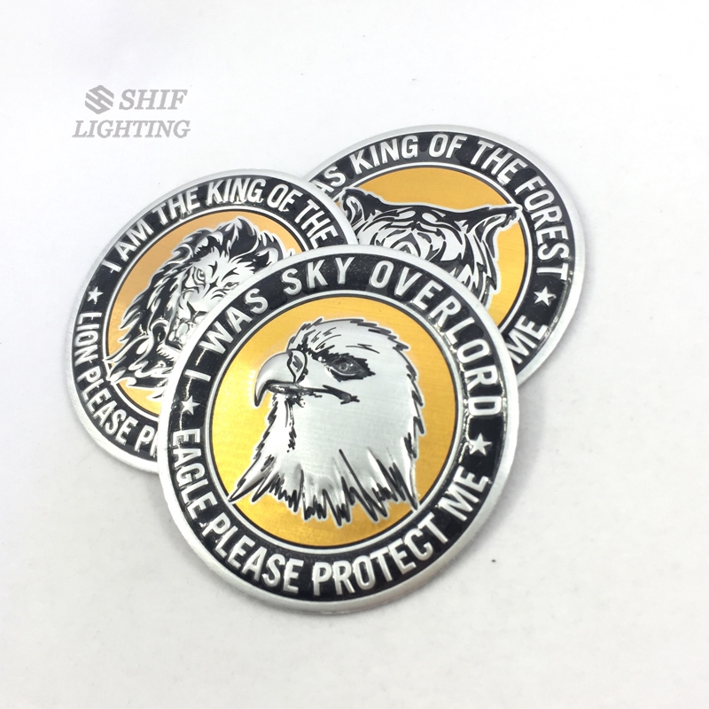 Hình dán nhôm logo họa tiết sư tử trang trí xe hơi