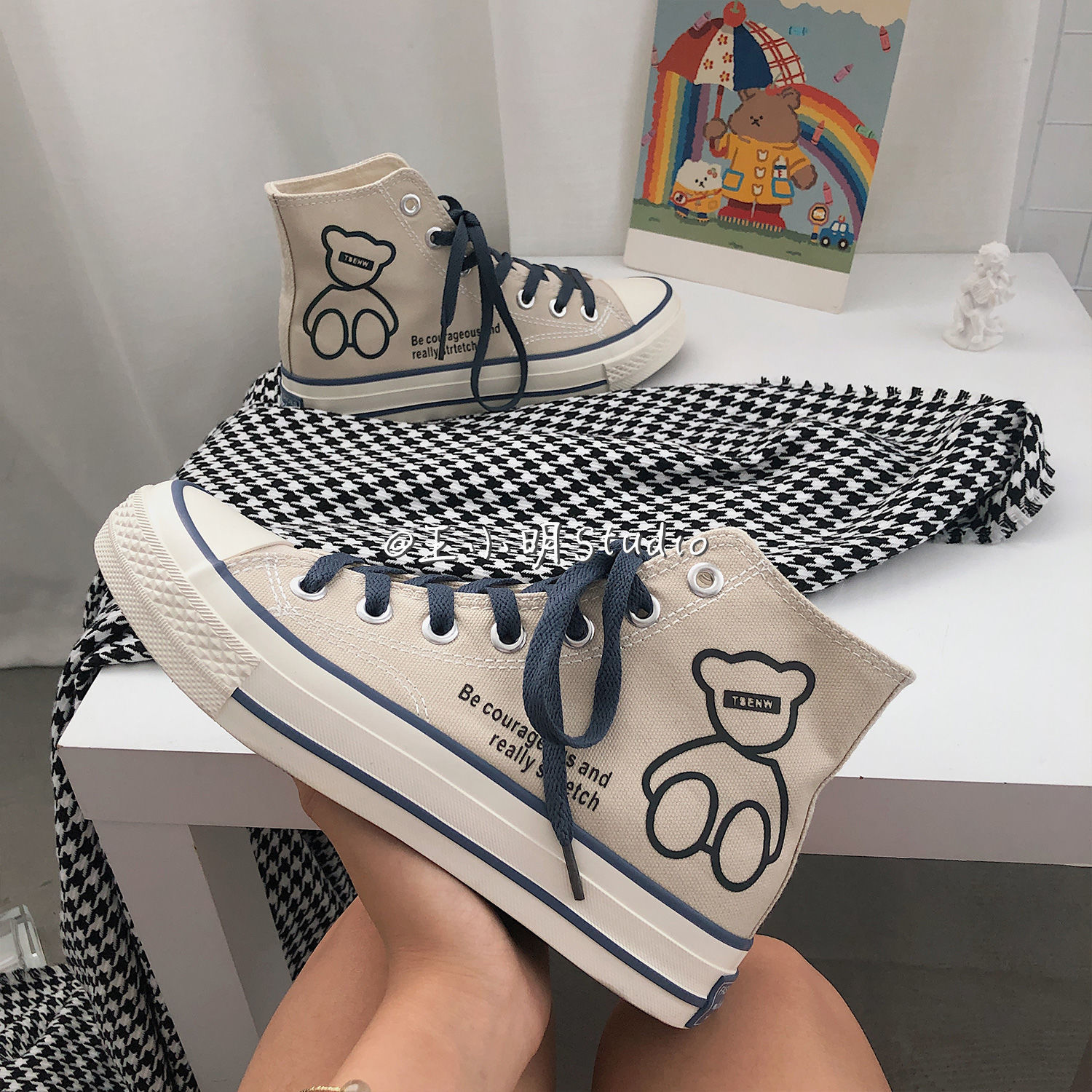 Giày Bata Canvas Cổ Cao Phong Cách Hàn Quốc Cho Nữ | BigBuy360 - bigbuy360.vn