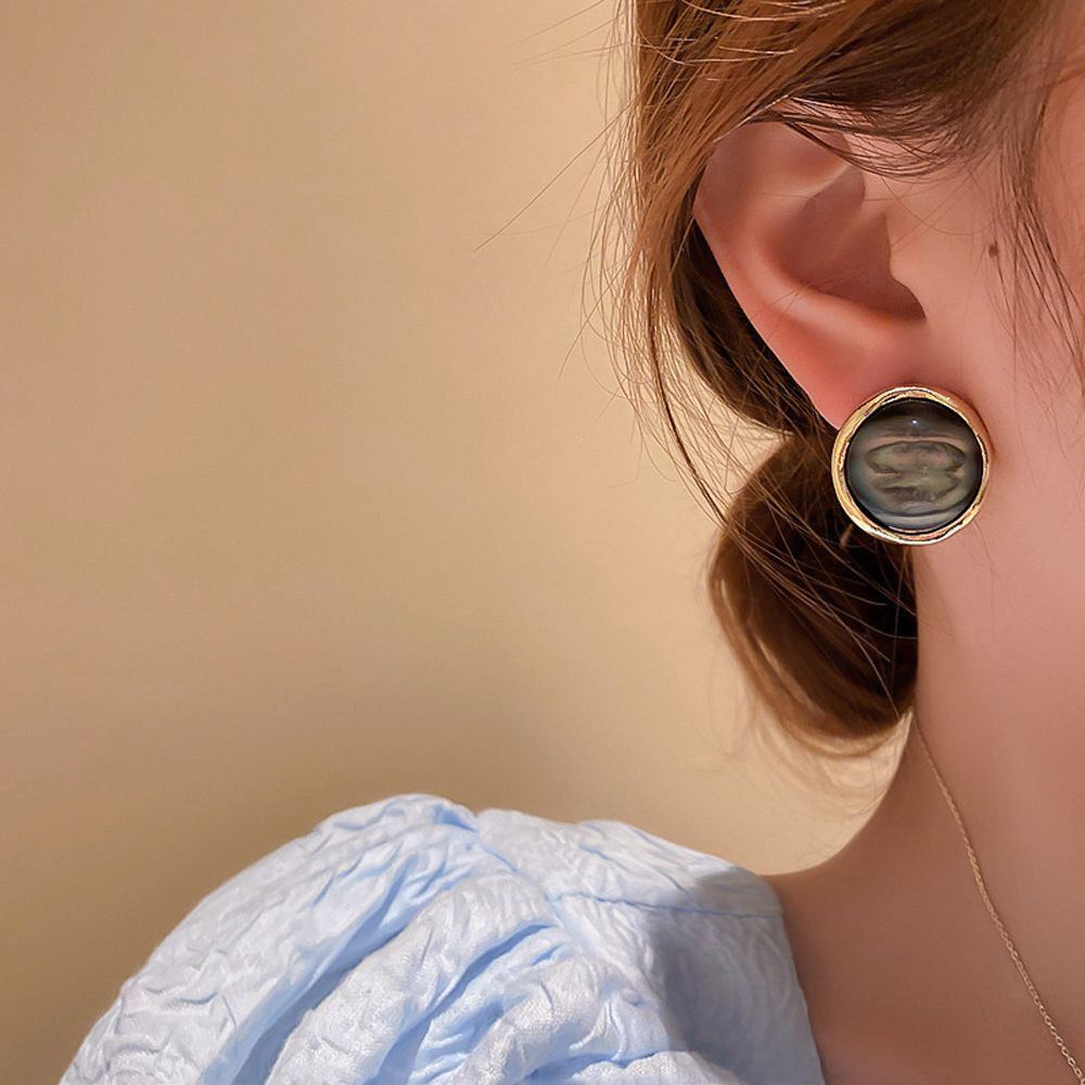 Bông tai hình tròn bằng acrylic phong cách Hàn Quốc cổ điển sang trọng cho nữ