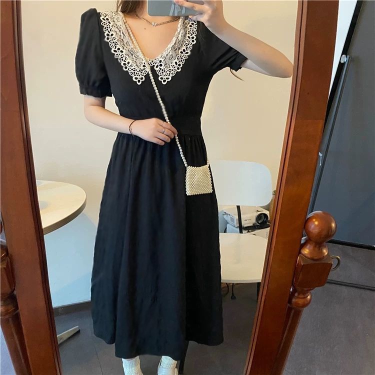 Đầm Perty tay phồng phong cách Hàn Quốc cổ điển thiết kế dễ thương cho nữ