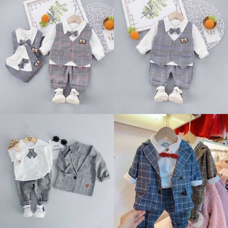 (SALE)_Vest Quảng Châu Bé Trai nhiều mẫu- Bộ Vest Gile Cao Cấp 3 Chi Tiết