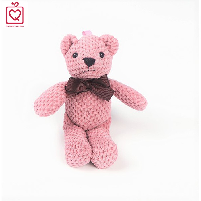 Gấu bông Teddy len dễ thương 18cm (Hồng/Xám) Quà tặng bạn gái, trẻ em