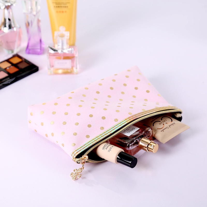 Túi Đựng Mỹ Phẩm Trong Suốt Chấm Bi Xinh Xắn