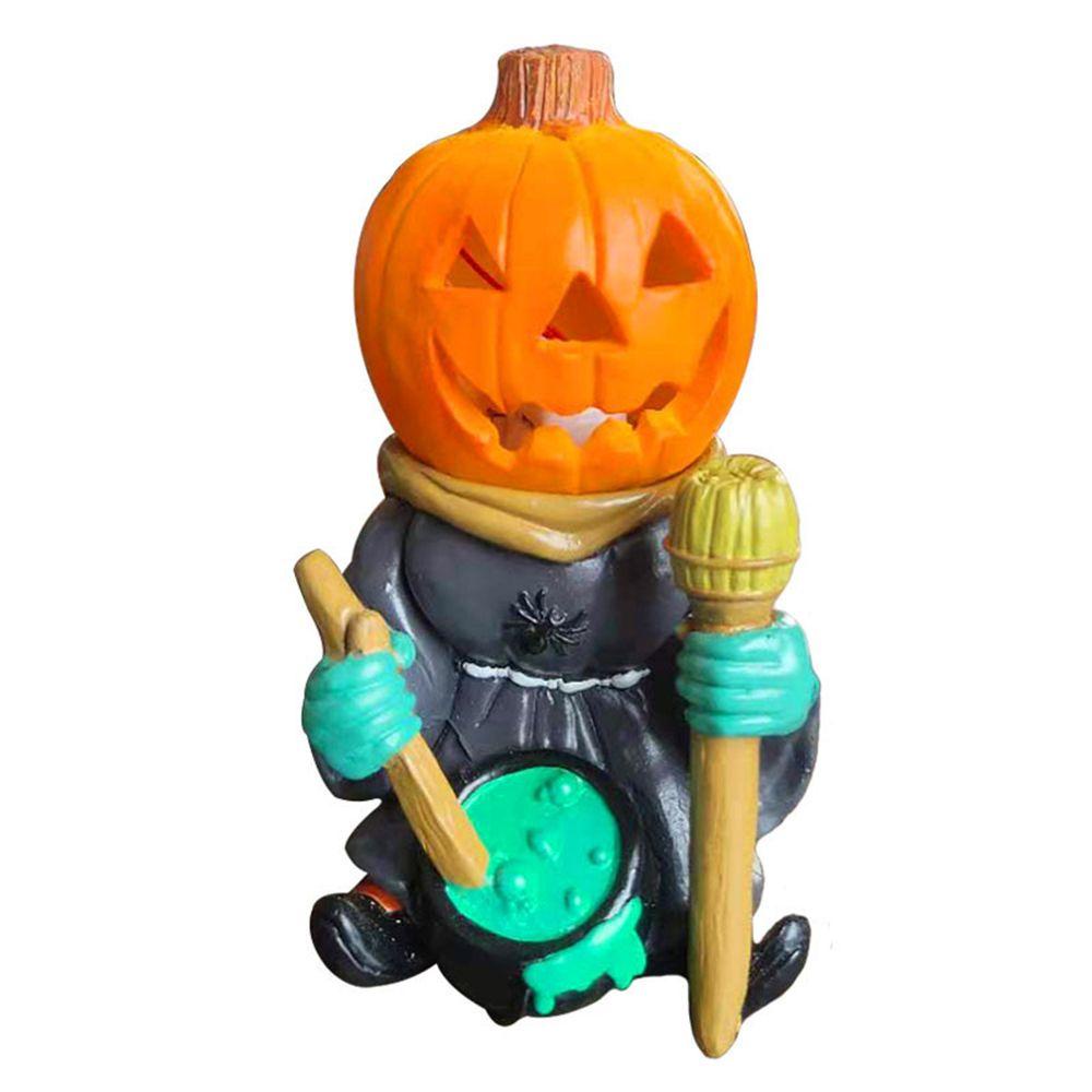 KENT1 Pumpkin Knight Light Halloween Landscape Sculpture Statue Garden Ornament