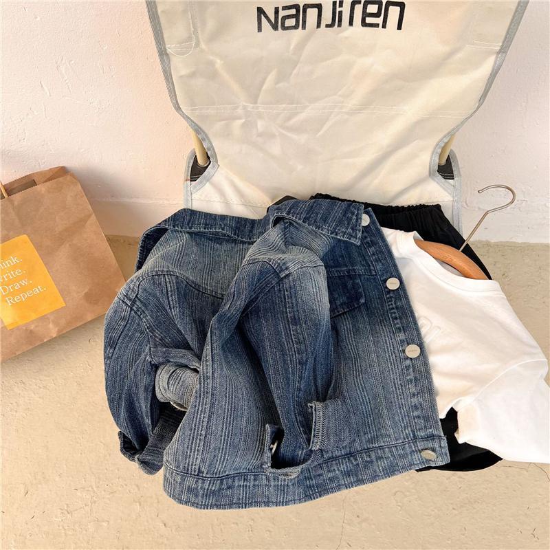 Áo Khoác Denim Dáng Ngắn Thiết Kế Mới Thời Trang Theo Phong Cách Hàn Quốc Cho Bé 2022