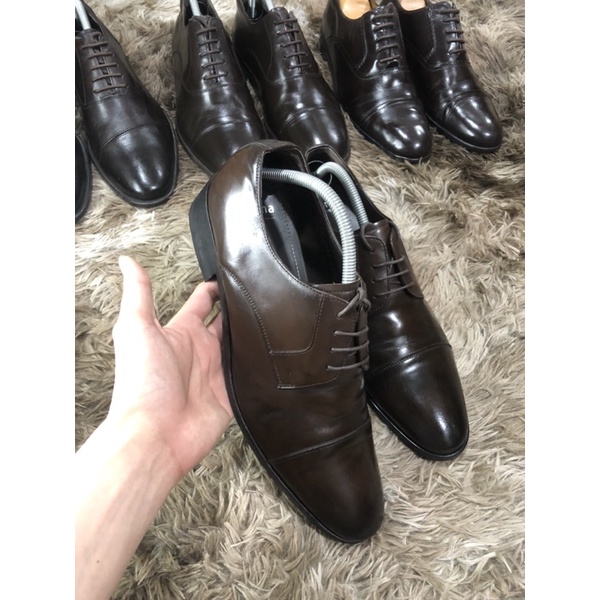 [Giày 2hand] [Size 43] Giày Tây Kiểu Dáng OxFord Công Sở Màu Medium Brown Trơn Bóng Thương Hiệu Renoma