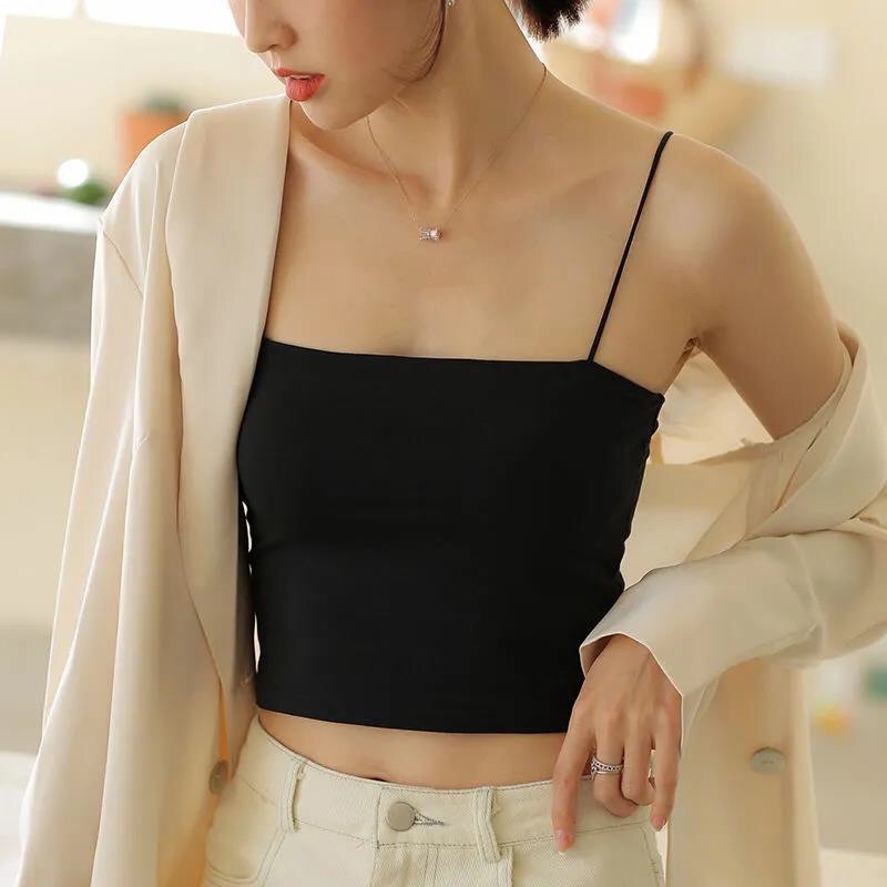 Áo Thun Borip Croptop Hai Dây Sợi Bún Màu Trơn - Mã: 90 TV-Fashion