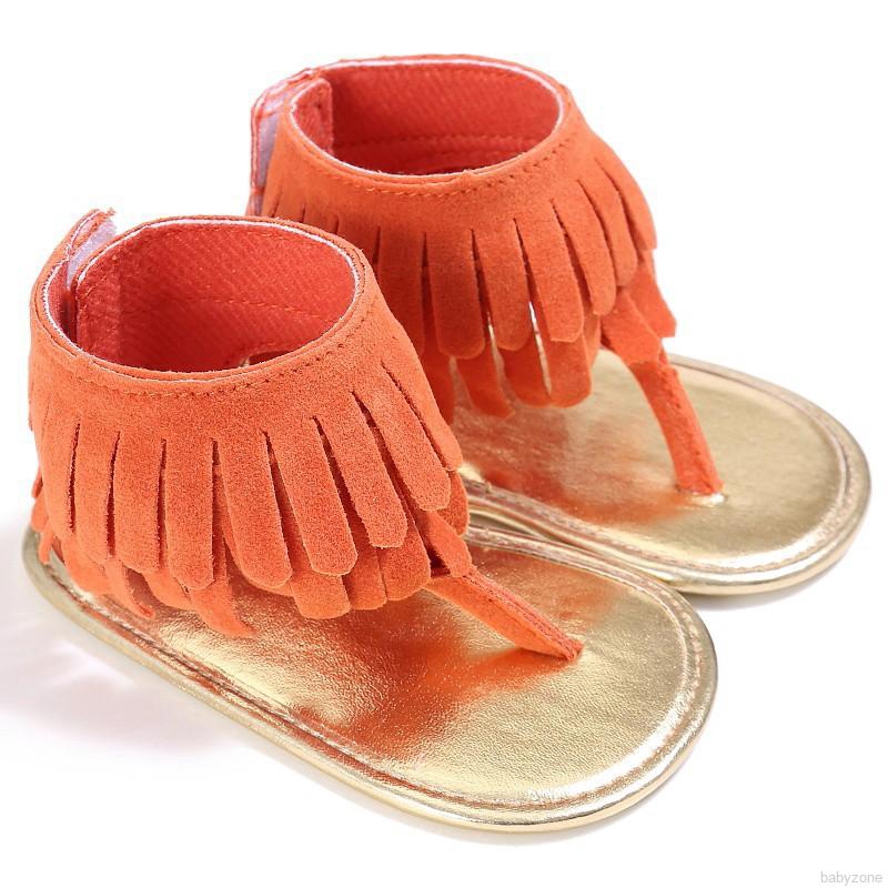 Giày Sandal Xỏ Ngón Phối Tua Rua Dễ Thương Cho Bé Gái