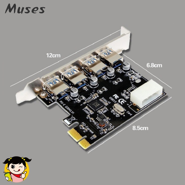 Muse07 Bộ chuyển đổi thẻ mở rộng PCI-E sang USB 3.0 HUB PCI Express 5 tốc độ 5 Gbps cho máy tính để bàn