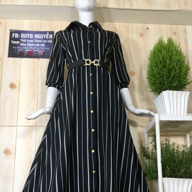 Đầm sơ mi sọc