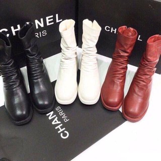 Free ship boot da nhăn kéo khóa sau 2 màu cực sang