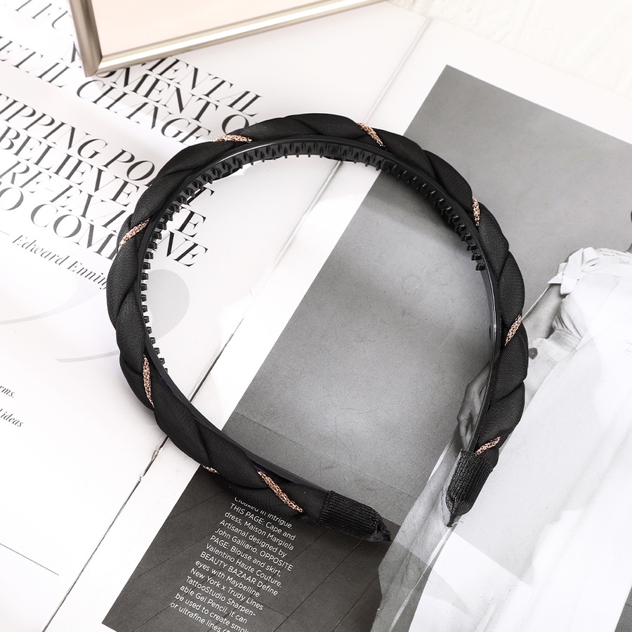 Băng Đô Cài Tóc Bằng Xốp Màu Trơn Phối Dây Xích Đan Chéo Phong Cách Hàn Quốc Cho