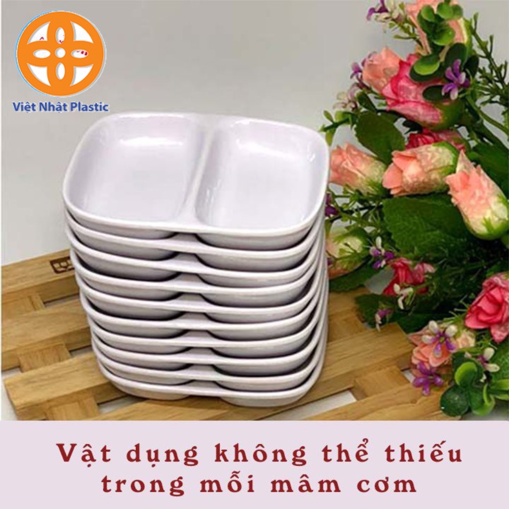 Bát chấm 2 ngăn tách biệt, đĩa chấm 2 ngăn nhựa Việt Nhật 1205